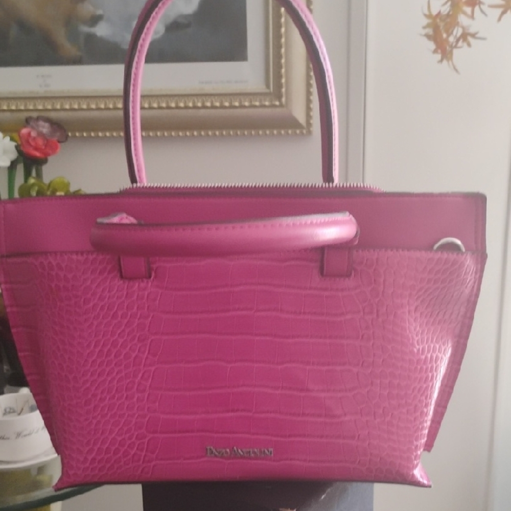 "For A Limited Time" Enzo Angiolini Hot Pink Croc-Embossed Tote